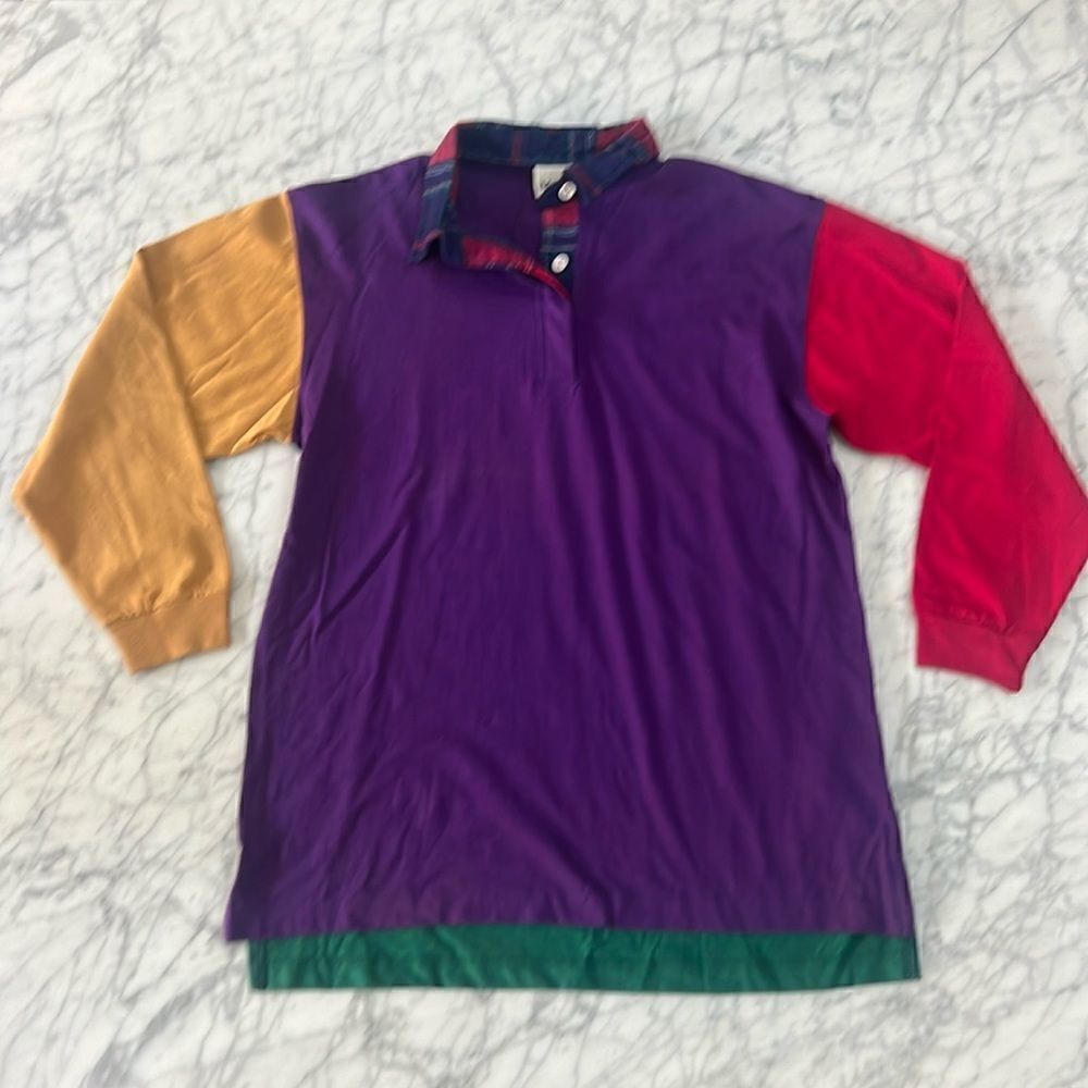 Vintage 1990s Kids New Moves Color Block Button Up Shirt NWT Sz XL Youth 18